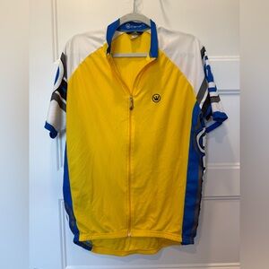 Canari Cycling Jersey Yellow Blue Full Zip Bike Shirt Men’s XL